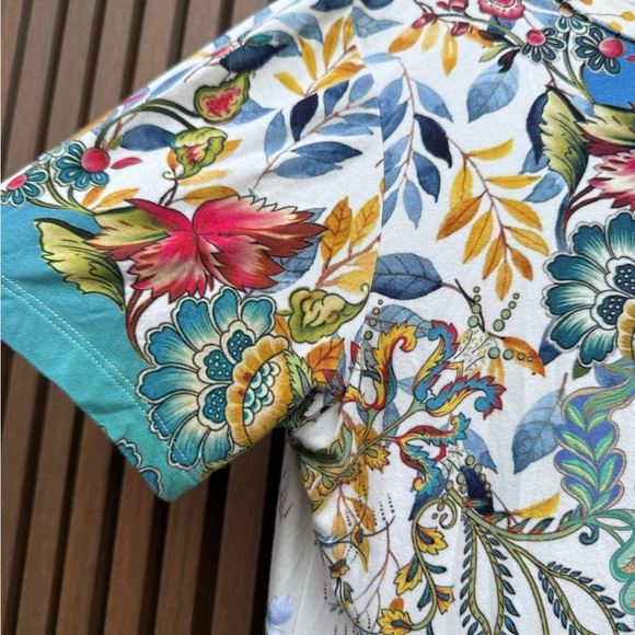 Johnny Was Multicolor Floral Short Sleeve Top - Picture 6 of 8